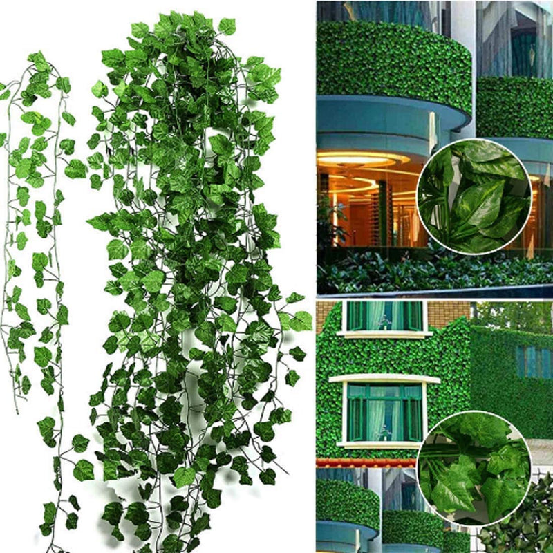 Celscity Artificial Leaf Plant for Decoration Garland Money Plant Leaf Creeper Balcony Decoration Items Wall Hanging Greenery Leaves Strands Each of 7 ft Pack of 10