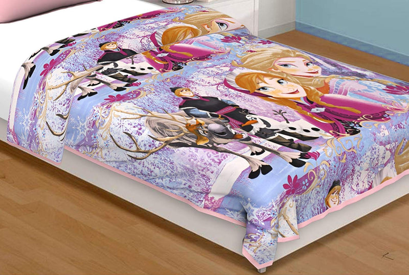 Flannel Cartoon Print Single Bed Reversible AC Blanket/Dohar, Multicolour, Single Size