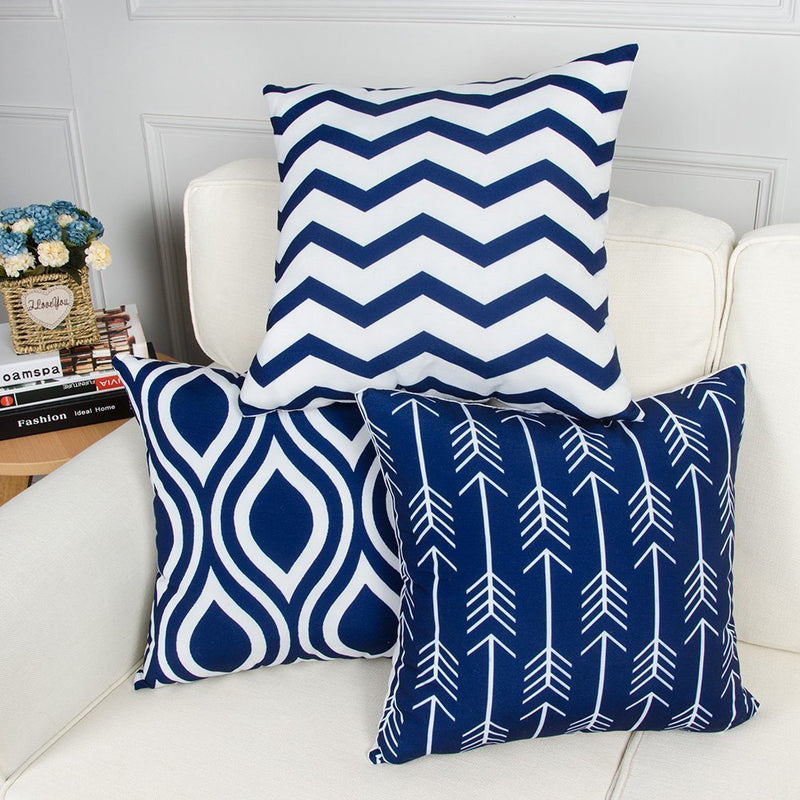 MODERN HOMES Cotton Designer Decorative Throw Pillow Covers/Cushion Covers (Navy Blue, 16X16 Inches) - Set Of 6(1000.0)