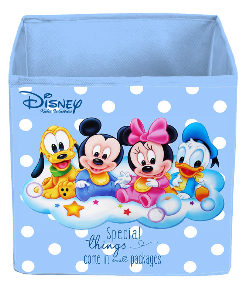 Kuber Industries Storage Box|Toy Box Storage For Kids|Foldable Storage Box|Disney Baby Team Mickey (Royal Blue)