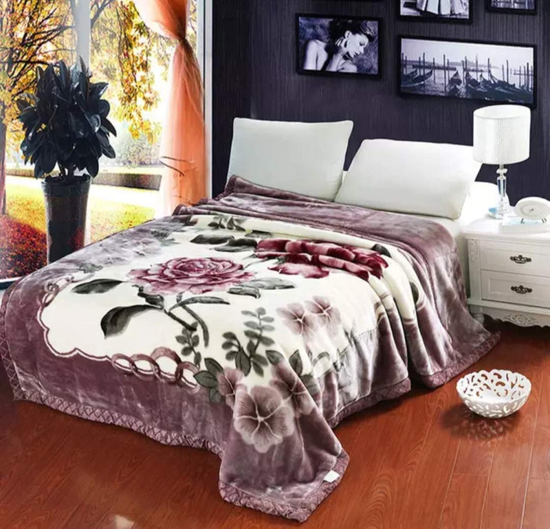 ELSTONE HOME Mink Reversible Double Ply Floral Design Double Bed Embossed Blanket for Heavy Winter ( Multicolour )