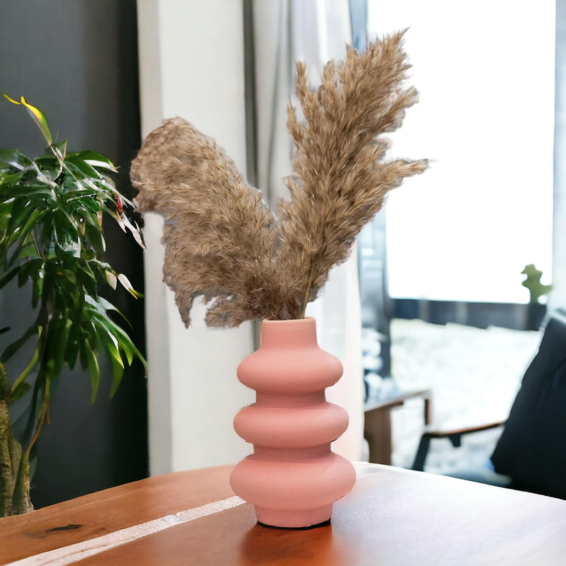 URBAN SENSE™ | Ceramic Wave Vase - Modern Designer Flower Vase for Home Decor - Unique Hollow Vase Design - Ideal Gift for Living Room, Bedroom, and Centerpiece (Blush Bloom)