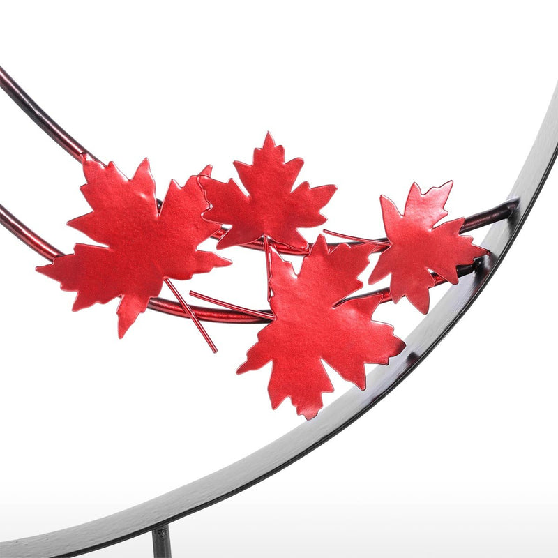 Tomfeel Maple Leaf Ornament Iron Circle Sculpture Abstract Modern Sculpture Home Decor Modern and Concise Artwork