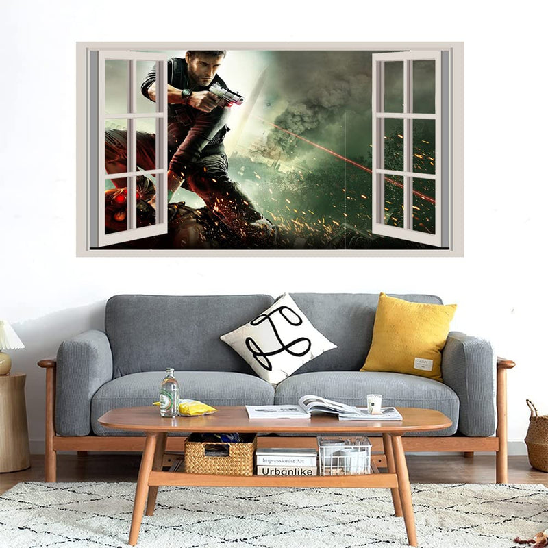 GADGETS WRAP Printed Wall Decal Sticker Fake Window Style Decal (90cm x 50cm) - Zombie Attack