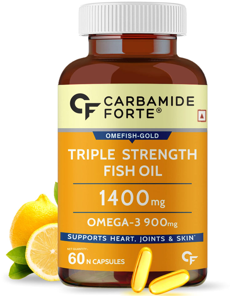 Carbamide Forte Triple Strength Fish Oil 1400mg with Omega 3 900mg for Men & Women - 60 Softgel Capsules