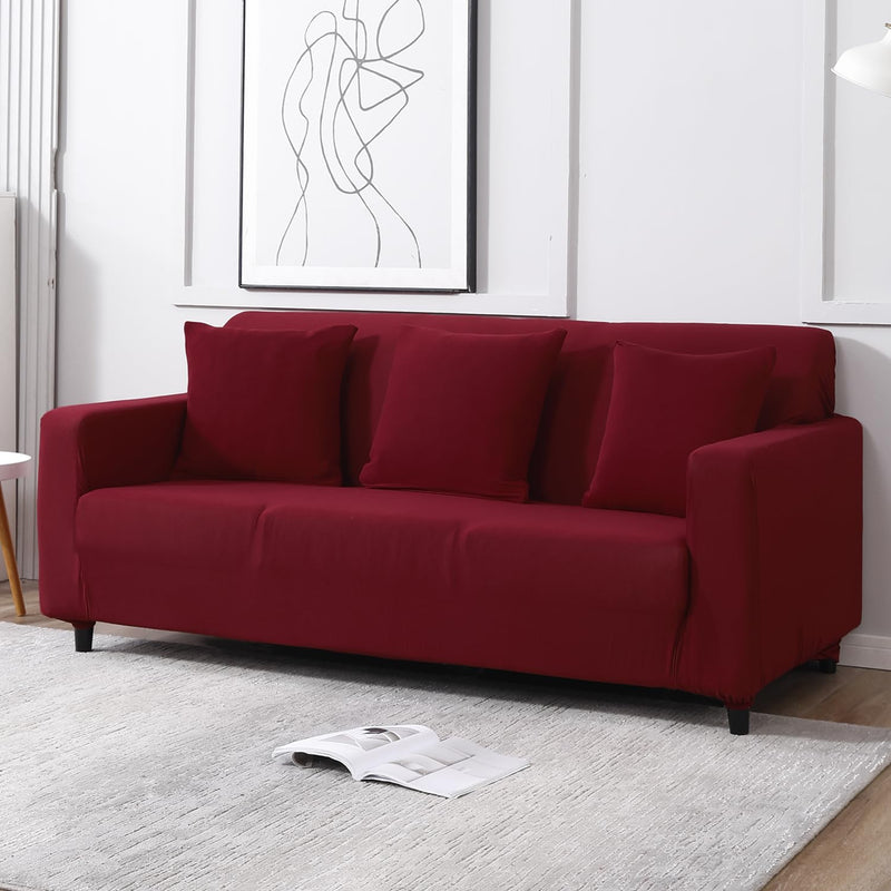 HOKIPO Elastic Stretchable Triple Seater Sofa Cover, Maroon (NEW-AR-4279-E4)