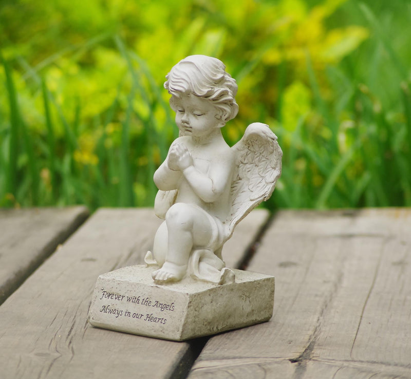 Artisan Flair 6.5 Inch Praying Angel Figurines,Resin White Cherubs Statues,Home Garden Memorial Angel Sculpture