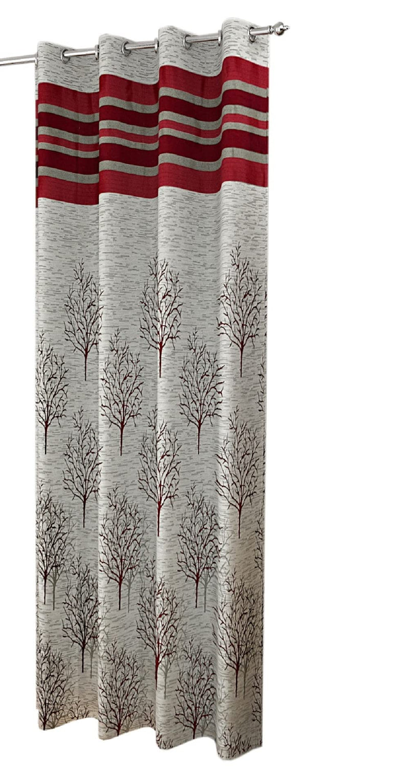 FRESH FROM LOOM Jute Curtains for Door 7 Feet Long | Medium Window Curtain | Yarn Weaved Parda | Modern Parde for Living Room Bedroom | Screens with Eyelet Ring | Hypoallergenic (Maroon, 2pc)