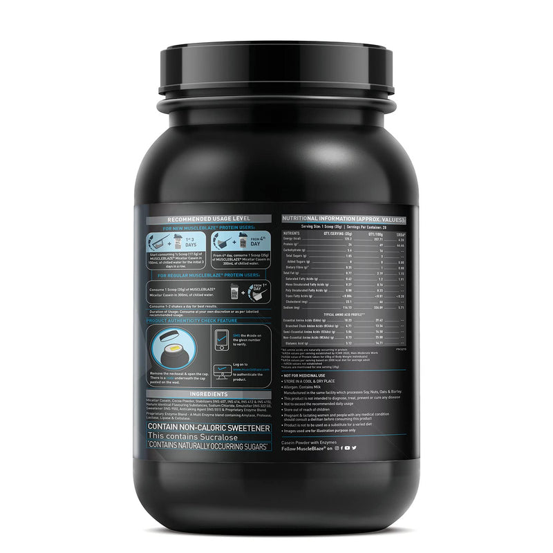 MuscleBlaze 100% Micellar Casein (Chocolate, 1 kg / 2.2 lb)