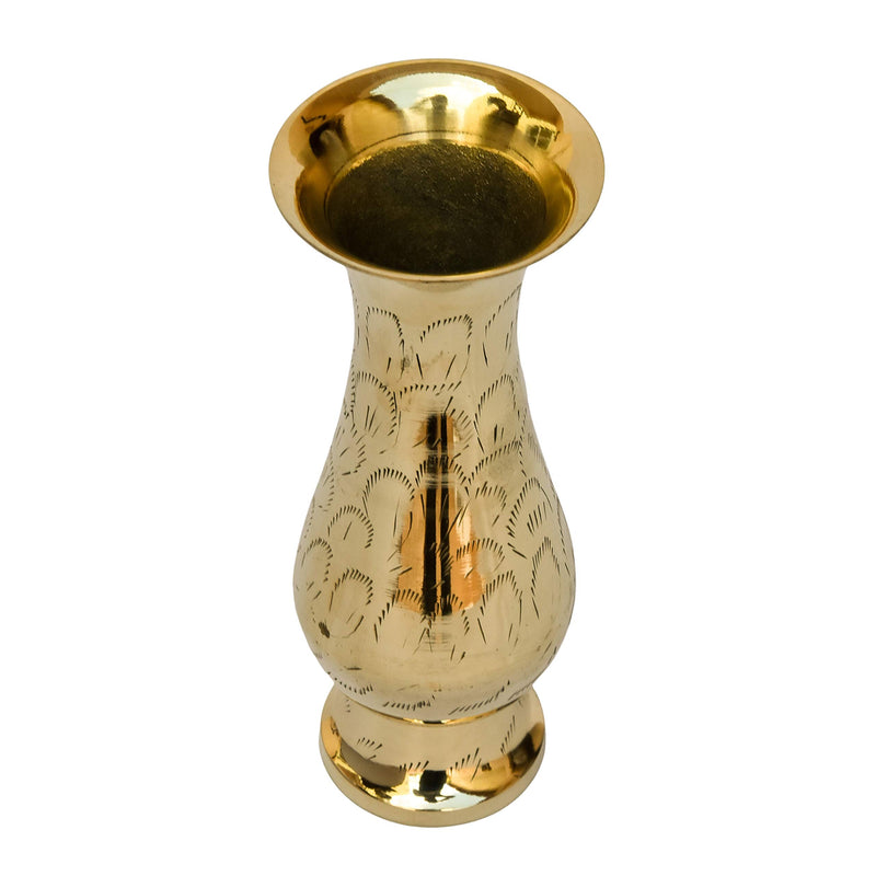 Bhimonee Decor Pure Brass Bidri Work Flower Vase 8"