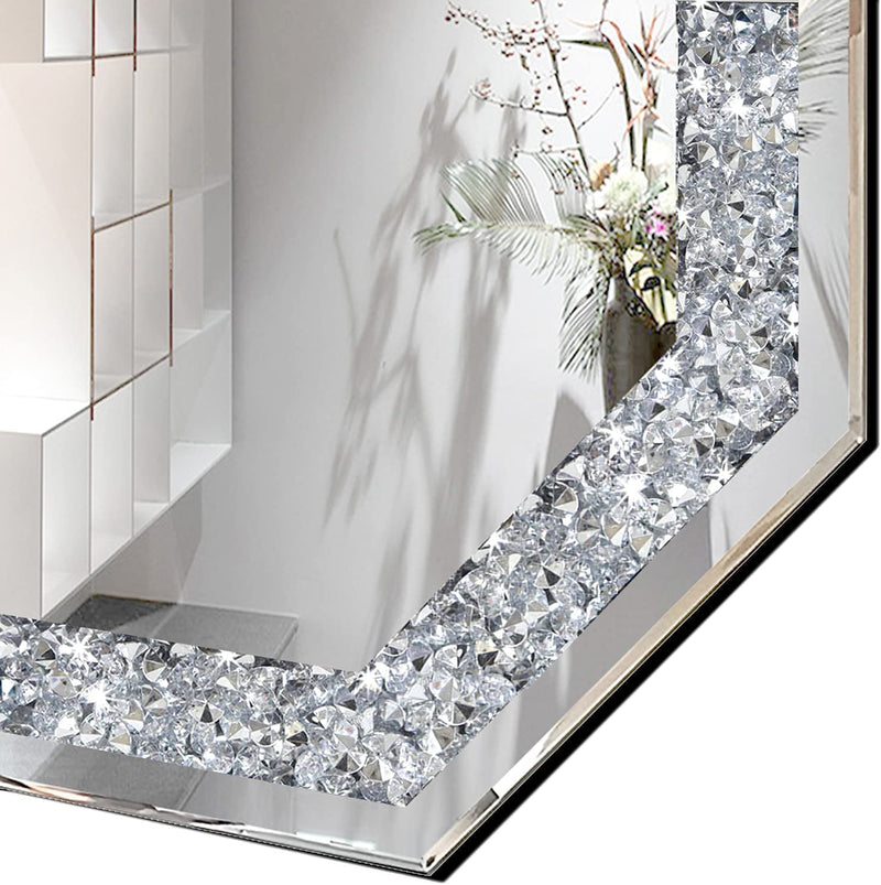 Alfa Design Hexagonal Crystal Bathroom Mirror for Wall Mirror, Bathroom Venetian Wall Crystal Diamond Mirror 24 Inches - Hexagonal