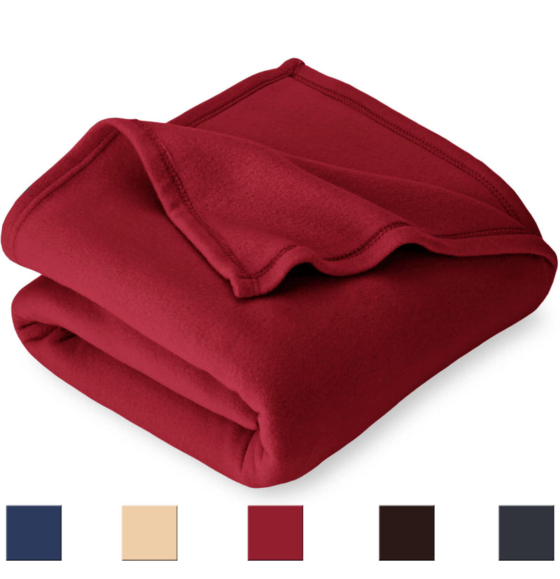 BSB HOME Plain Polar Fleece Heavy Weight Single Bed Blanket Warm Soft & Comfortable for Winter/AC Room/Hotel/Donation/Travelling (Red/Maroon, 800 Gram, 60X90 Inches)