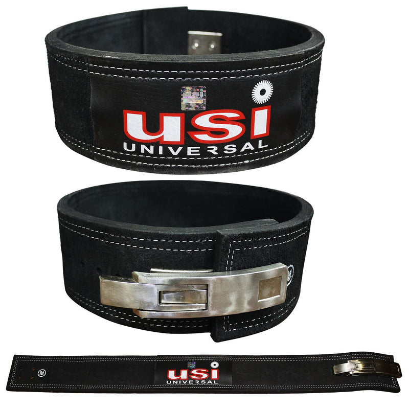 USI Universal 790LEV Weight Lifting Belt, Lever Buckle Power Lifting Belt (Large Size, Pack of 1 Piece, Black) Made of Leather For Men & Women Weightlifting Competition Workout Training Weight Lifting Belts