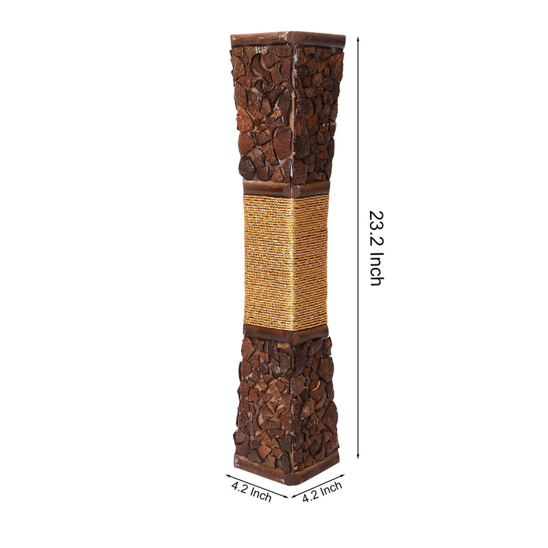 UNIQUE SPANGLERS Floor Wooden Vase with Coconut Shell Chips Wooden Vase (23 inch, Brown) (Large)