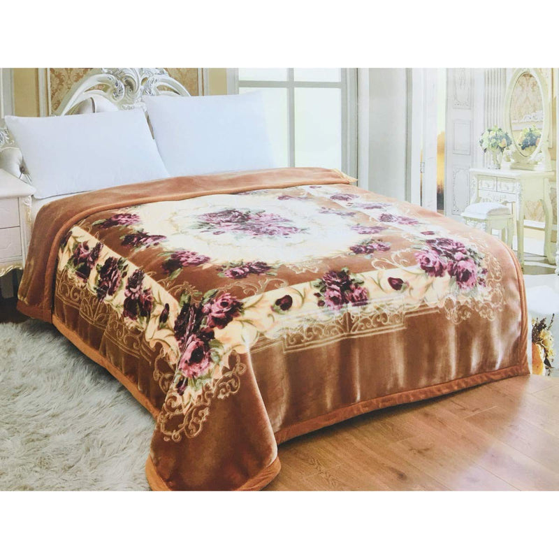 24x7 Home Store Premium Velvet Double Bed Double Ply Mink Blanket (90x100 inches, King Size, Beige)