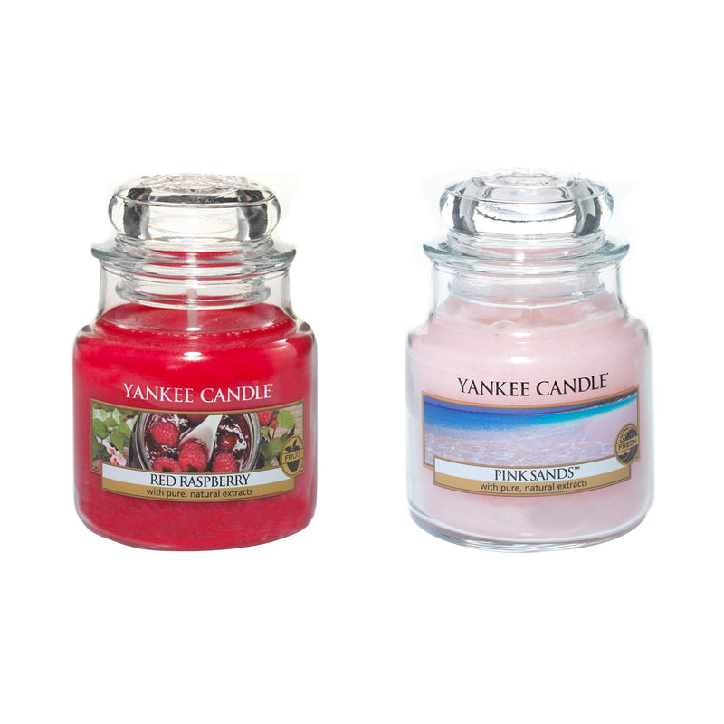 Yankee Candle Classic Jar Scented Candles - Pink Sands and Red Raspberry, 248 g (Pack of 2)