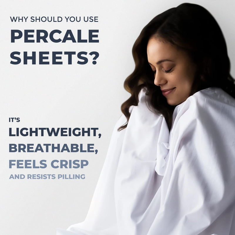 Sweave Percale Sheets King-100% Pima Cotton Sheets, Luxurious 500 Thread Count, Breathable, Light, Cool, Skin-Friendly, Double Elastic Snug Fit -Oeko-TEX Certified -Softer After Every Wash