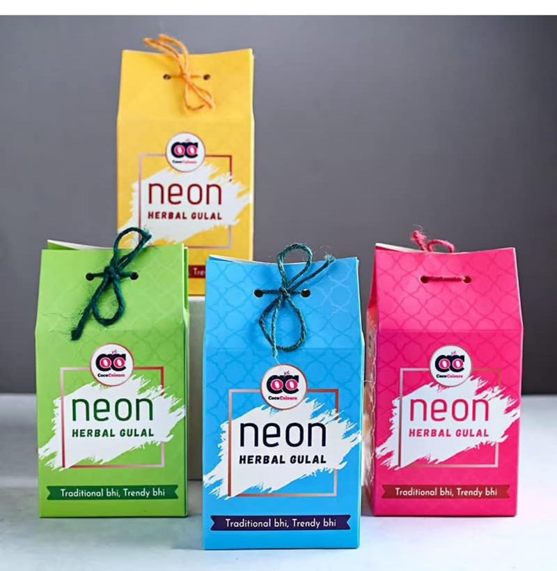Gurjas Fancy Kitchen Neon Gulal for Holi | Holi Gulal Vibrant Colours, Skin-Friendly, Herbal Colours for Holi Festive Fun(Pack of 3)-(Multicolour)
