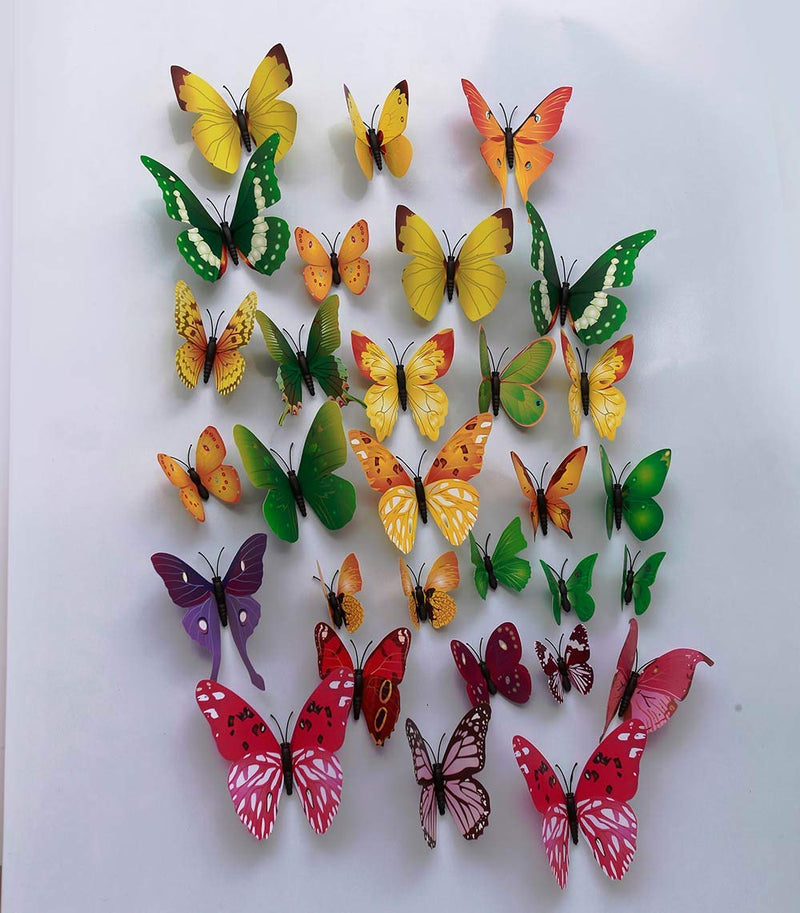 Rangoli 3D Butterfly Multicolor Come with Magnet and Gumming Cubes for Hanging Pack of 24 pcs