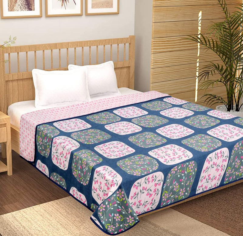 BSB HOME Pure Cotton 120 GSM Reversible Soft Light Weight Printed Single Bed Blanket/AC Dohar/Summer/Skin Friendly Dohar-220 x 152 cm- Pink