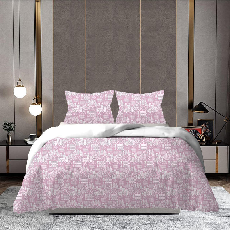 POSH VIBES 100% Cotton (Pink Serenity) Bed Sheet for Double Bed, 1 King Size Bedsheet Cotton (108 x 108 Inches) with 2 Pillow Covers | 300 TC Bedsheet for Double Bed King Size