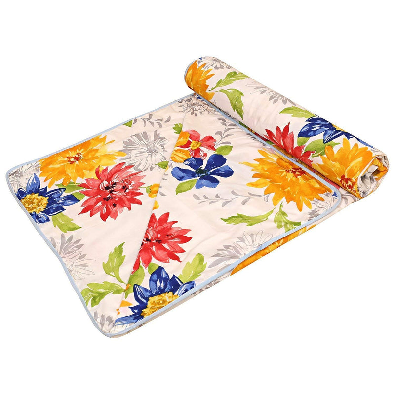 AQRATE Soft Check Print Design Poly Cotton Reversible Single Bed AC Dohar, Blanket for boy or Girl (Multicolour) - Set of 2 (Sunflower)