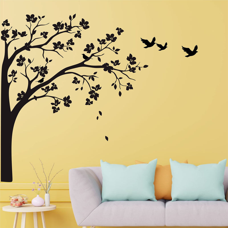 HS DECOR Abstract Trees Leaves Wall Sticker PVC Vinyl Black Wall Stickers for Room Decoration