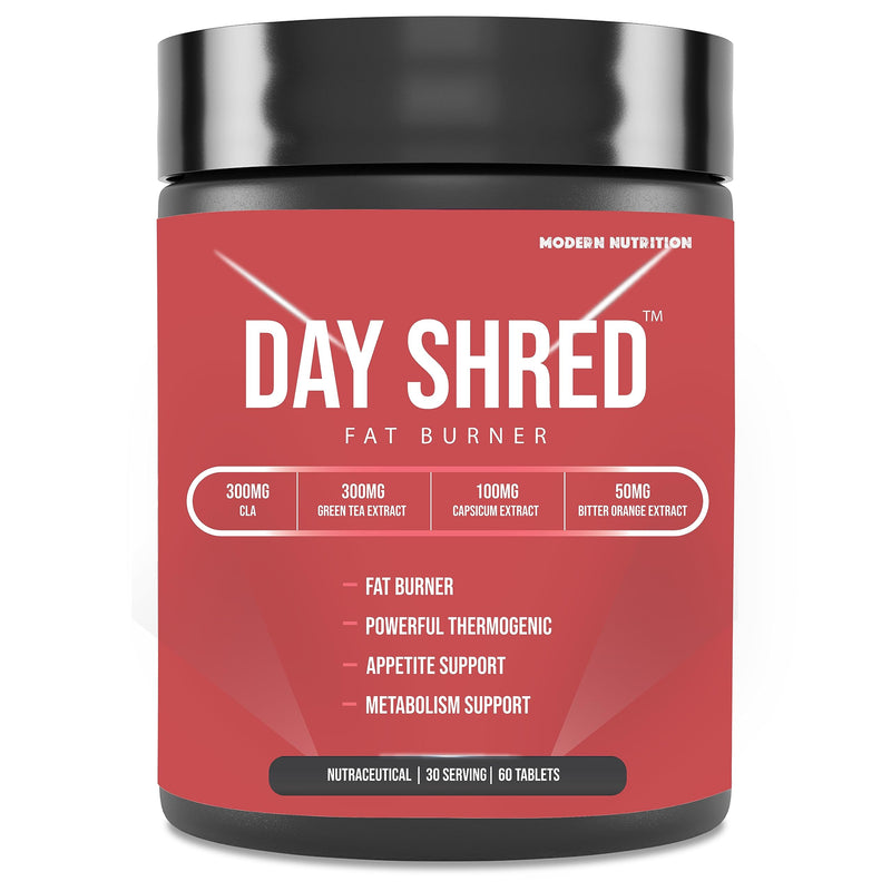 DAY SHRED|Day Time Fat Burner For Men Women|Appetite Suppressant|Powerful Thermogenic|Weight Loss Supplement|Belly Fat Burner For Men Women|Yohimbine|Hydroxycut|Pre Post Workout|60 Tab