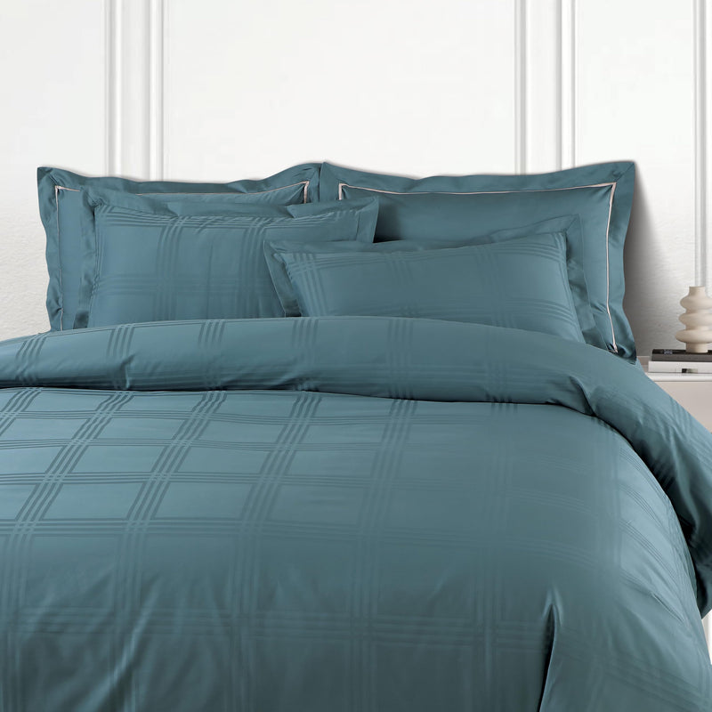 Malako Amalfi Jacquard Teal Green 100% Cotton King Size Bedsheet with 2 Pillow Covers