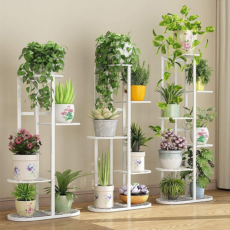 THE PLANT FAIRIES 5 Tier 6 Potted Plant Stands for Indoors and Outdoors, Flower Pot Holder Shelf for Multi Plants, White Metal Plant Stand (6 of 7 WHITE)