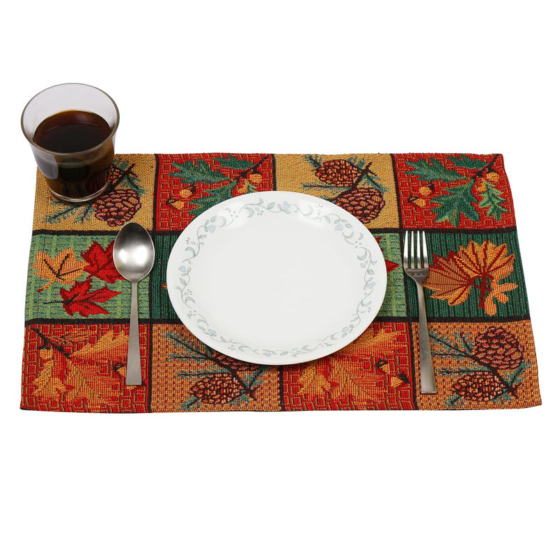 PRAKARTIK BY INDUARTS 100% Cotton Tropical Print Design Rectangular Dining Table mat with Runner. Multicolor (Set of 6 + 180 cm Runner)