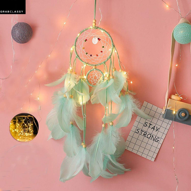 Grab Classy Cotton Dream Catcher (4.7 x 13.8 inch, Light Green)