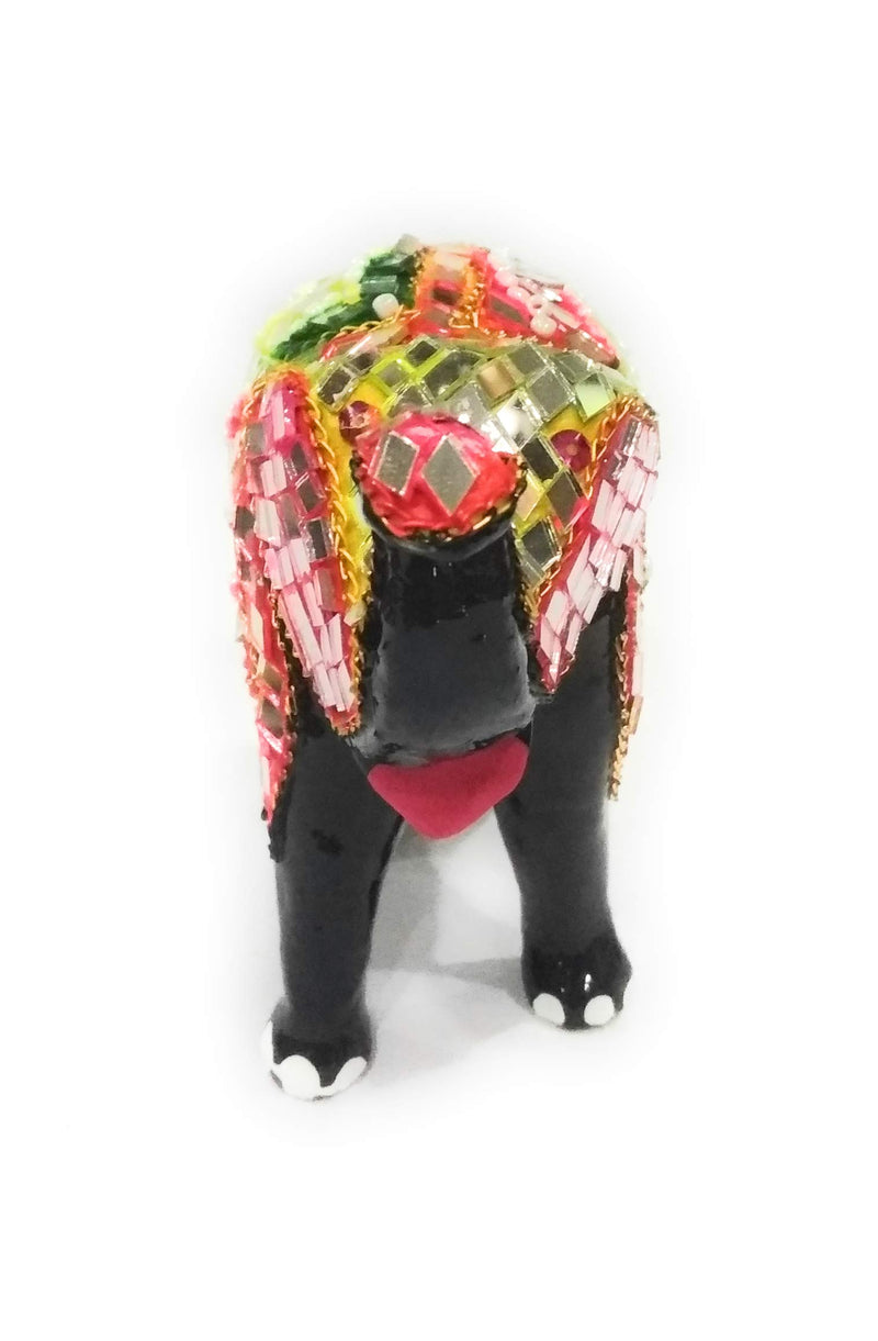 Amar lifestyle and accessories. Paper Mache Clay Lak Glittering Combo Rajasthani Beautifully Designed Elephant Showpiece Home Decor Item (14 x 11 x 6 cm, Multicolour)