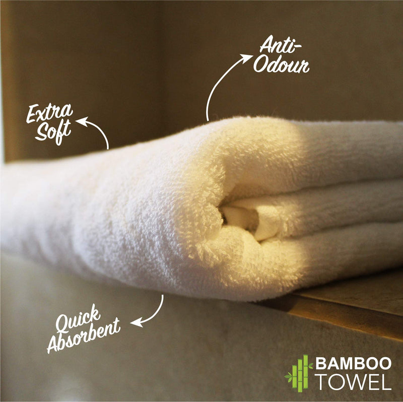 HEELIUM Bamboo Bath Towel, Super Absorbent, Soft, 600 Gsm, 140 Cm X 70 Cm, Pack Of 2, White