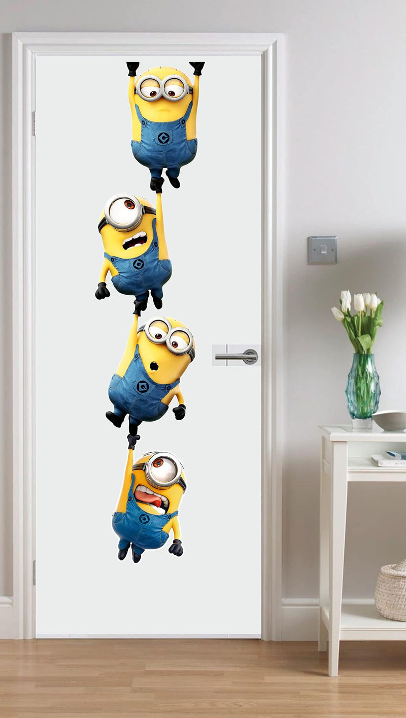 Craft Shipper Pack of 4 Minion Toys Wall Stickers 18x27 inch for Kids Room, Bedroom - Self Adhesive Peel and Stick Wall Sticker Home Decor