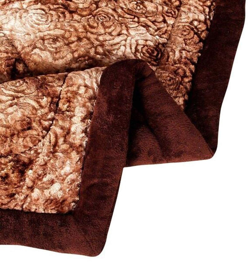 TIB Velvet 180 Premium Super Soft Microfiber Winter Heavy Quilt - Razai (Brown_Single)