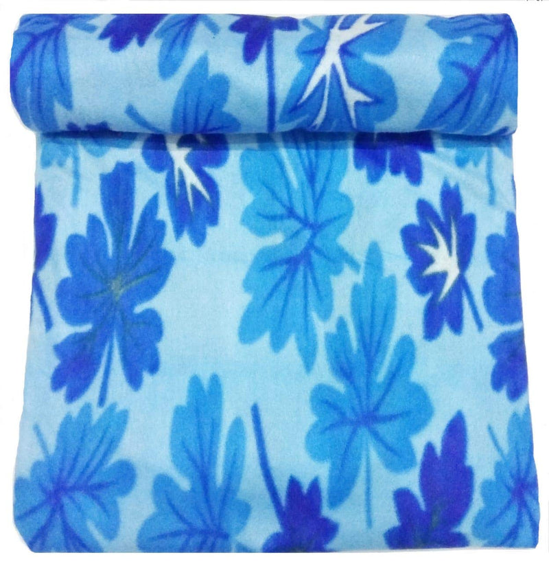 Dua Fashion Hub Print Woollen Quilt(Razai) Cover(Double Blanket/Quilt) (Blue Leaf)