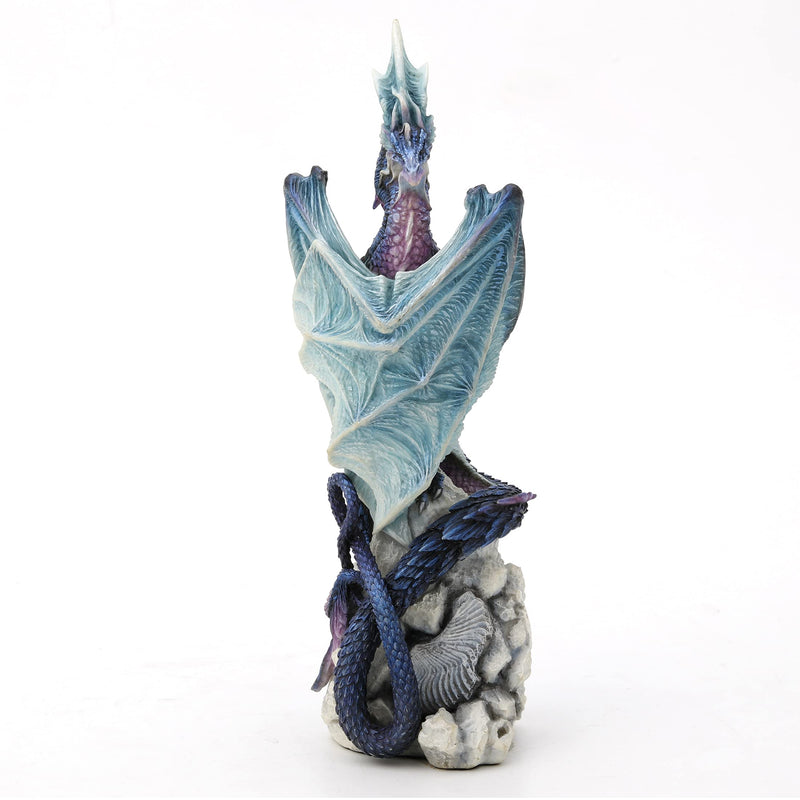 Veronese Resin Statues Andrew Bill Silent Watcher Hand Painted Indigo Dragon Statue 3 X 10.25 X 3.5 Inches Multicolored