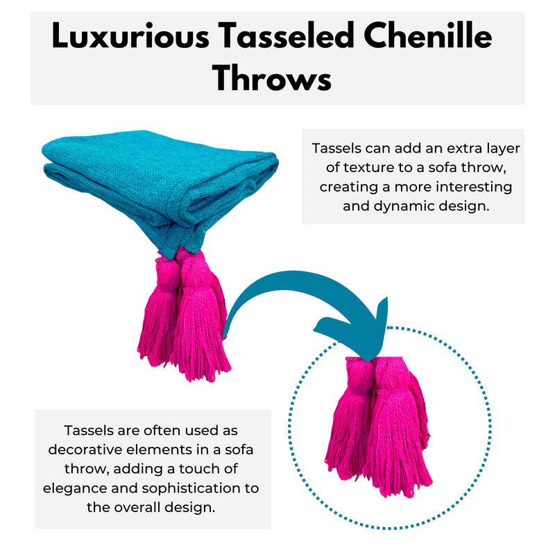 Fashion Throw chenille Sofa Throw, Throws For Sofa And Couch, Sofa Throws For 3 Seater (Size : 130X165 Cm) (Turquoise Pink)