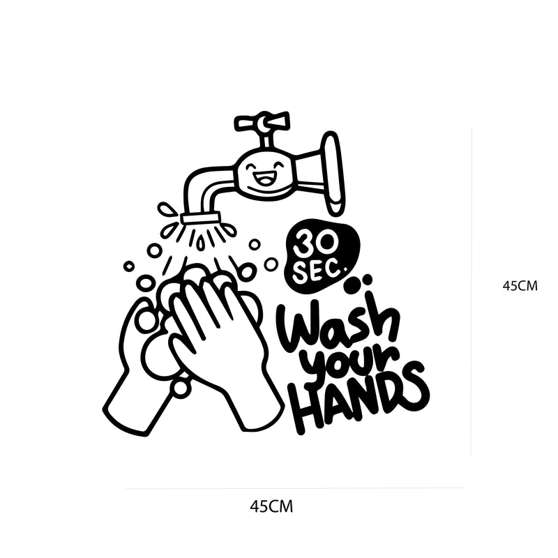 VVWV Wash Your Hands Quotes Wall Stickers Motivational Kids Bedroom Living Room Home Restaurant Oil Proof Vinyl Decals Wall Decoration L X H 45 X 45 Cms