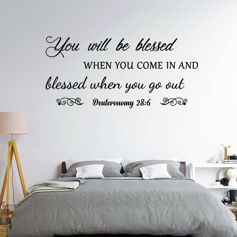 GADGETS WRAP You Will be Blessed When You Come in and Blessed When You go Out - Deuteronomy 28:6 Quote Wall Decal, Living Room Prayer Sticker Quote Bible Religious Scripture Wall Art Sticker