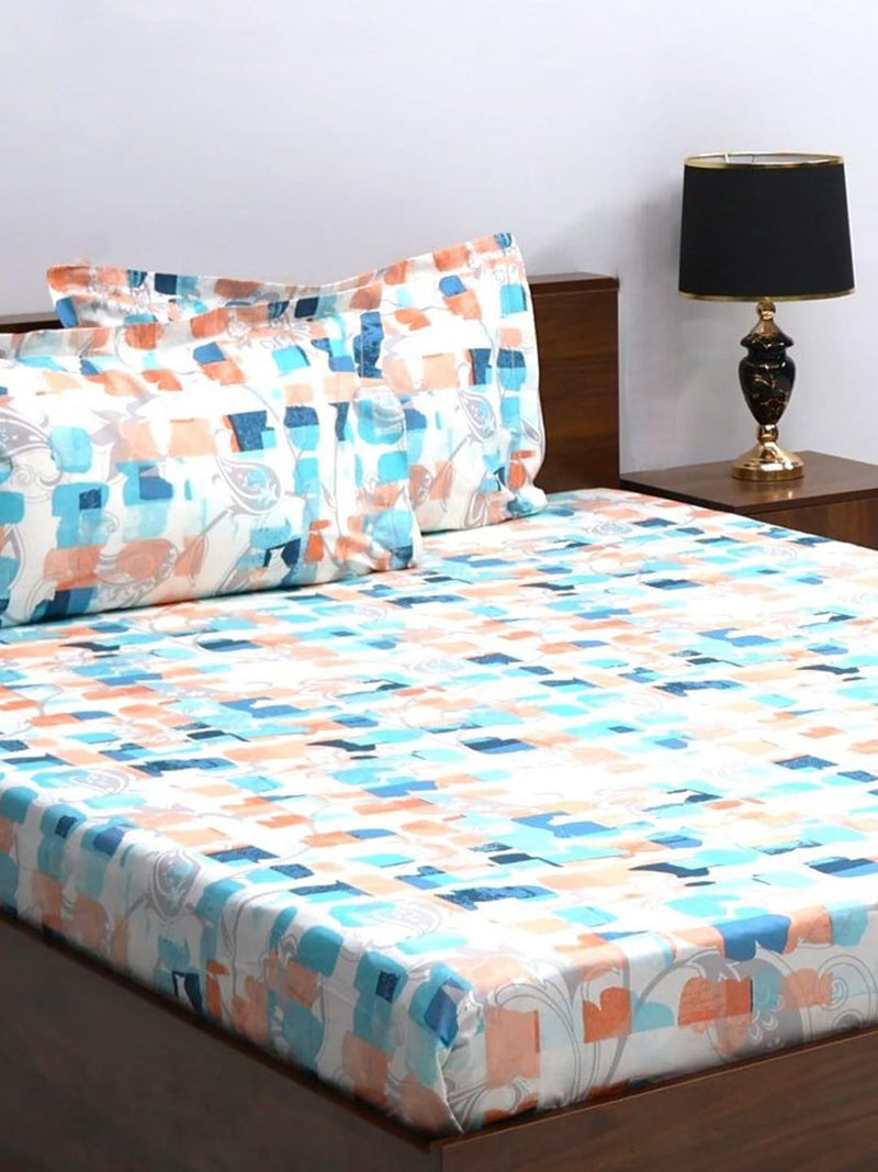 Bombay Dyeing King Size Bedsheet,144 Thread Count, Size: 274cm x 274cm,100% Cotton, with 2 Pillow Covers, 7500 (King, Blue)