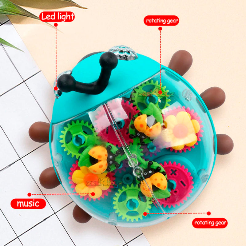 Zest 4 Toyz Musical Toys for Kids Gear Toys Transparent Ladybug Dancing Doll 360 Degree Rotating Light & Sound Toy with Bump and Go Action for 1 Year Old Baby Boys & Girls (Multicolor)