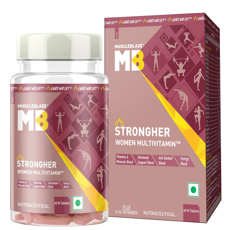 MuscleBlaze StrongHer Women Multivitamin, Multivitamin for Women, for Energy & Stamina, 60 Multivitamin Tablets