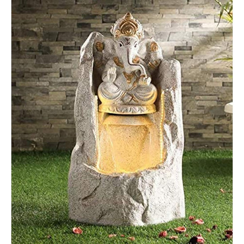 Shawshank Water Fountain 2.5ft Pahad Ganesh Water Fountain Indoo Fountain for Home Office Living Room Dcor with LED Lights and Water Pump Set