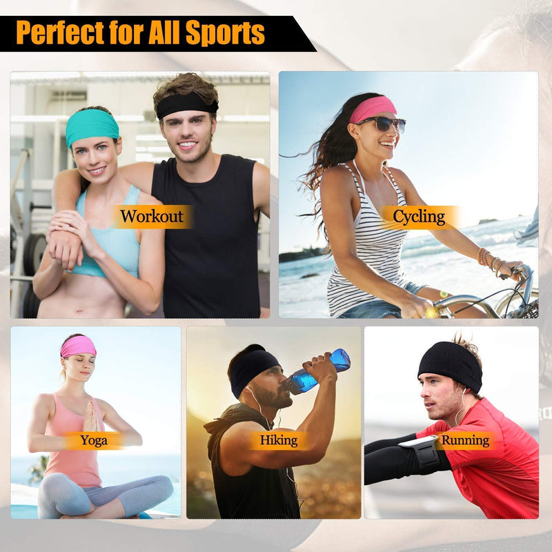 Yoga Headbands for Women and Men - Wide Non Slip Design Headband for Running Yoga Fitness Fashion and Other Workouts (Pack of 5)