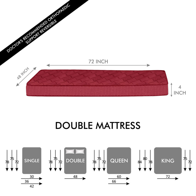 SLEEPSPA by Coirfit Natural STARLIFE� Extra Firm Direct from Factory 4' Inch Double Size Coir Mattress (72 x 48 x 4, Red)