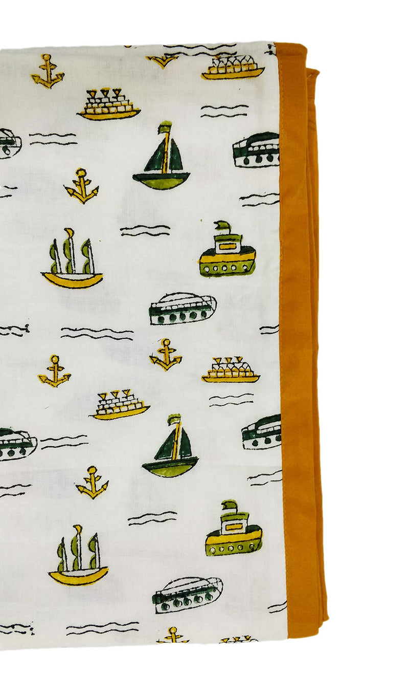 BLOCKS OF INDIA Cotton 3.5 X 5 Feet Blanket, Green Ship