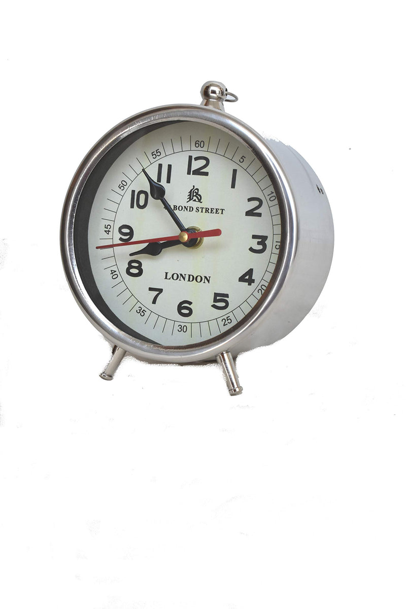 Chrome Finish Handmade Desk Clock Perfect Working Analog Clock