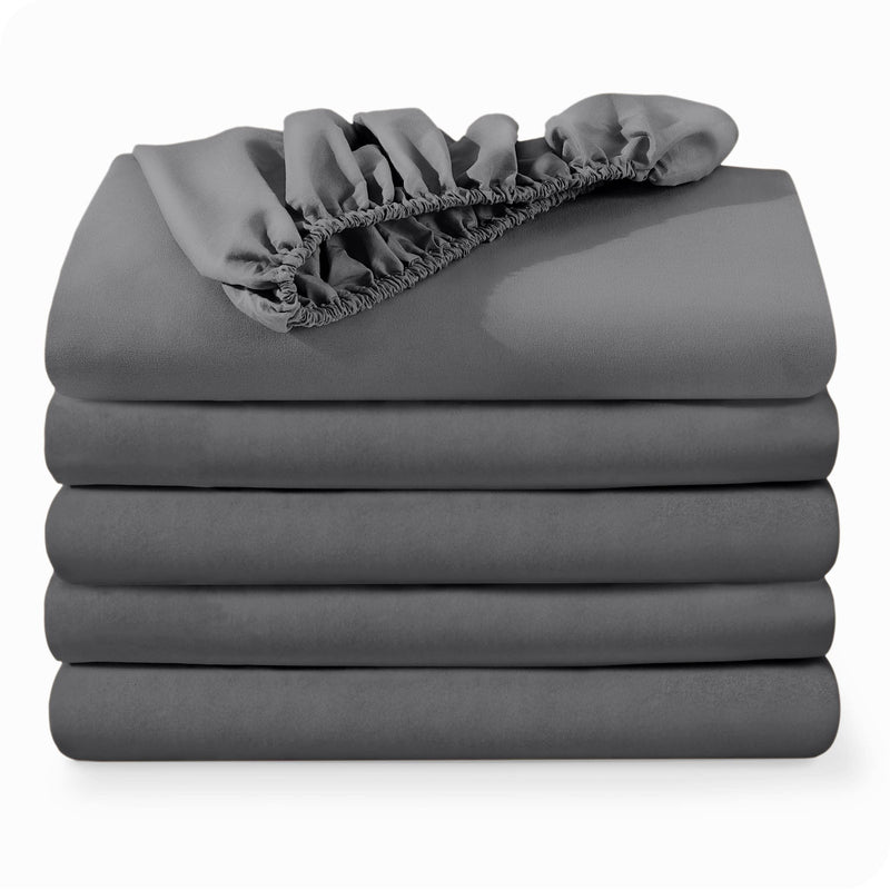 Bare Home 5 Full Fitted Ultra-Soft Bed Sheets (5-Pack) - Hypoallergenic, Full, 15" Deep Pocket, 54" x 75" (Full, Grey)